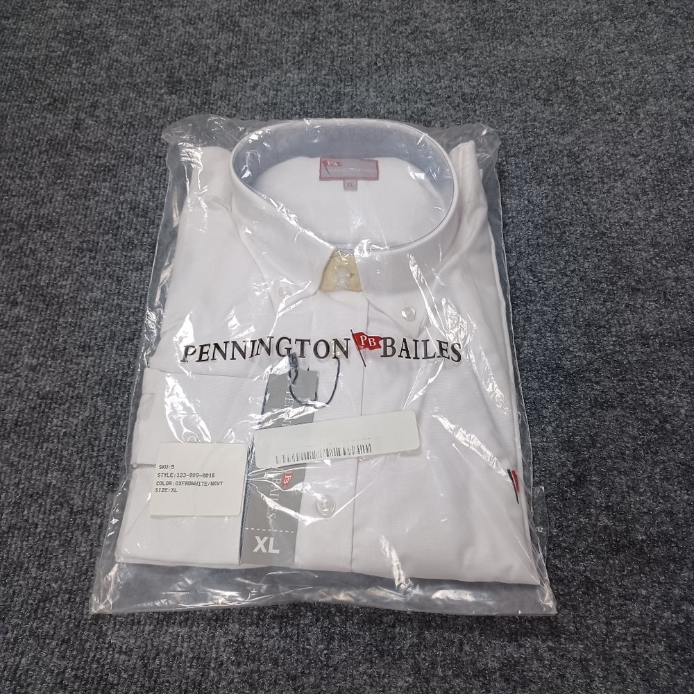 Pennington Bailes Shirt Button Front Long Sleeve Men Color Oxford White  Size XL